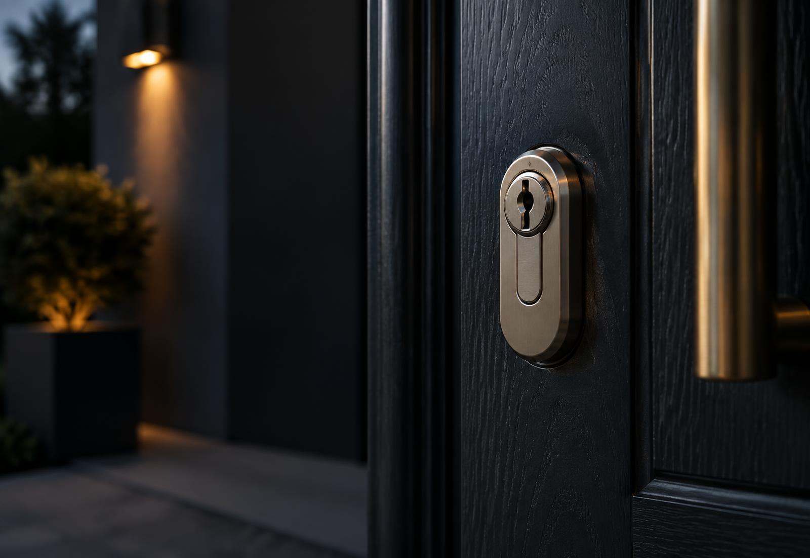 High-security lock on a modern front door